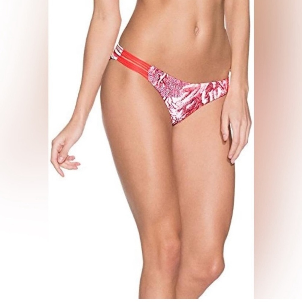 NWT Maaji Women's Red Leaves Signature Cut Bikini Swimsuit Bottom Size Small